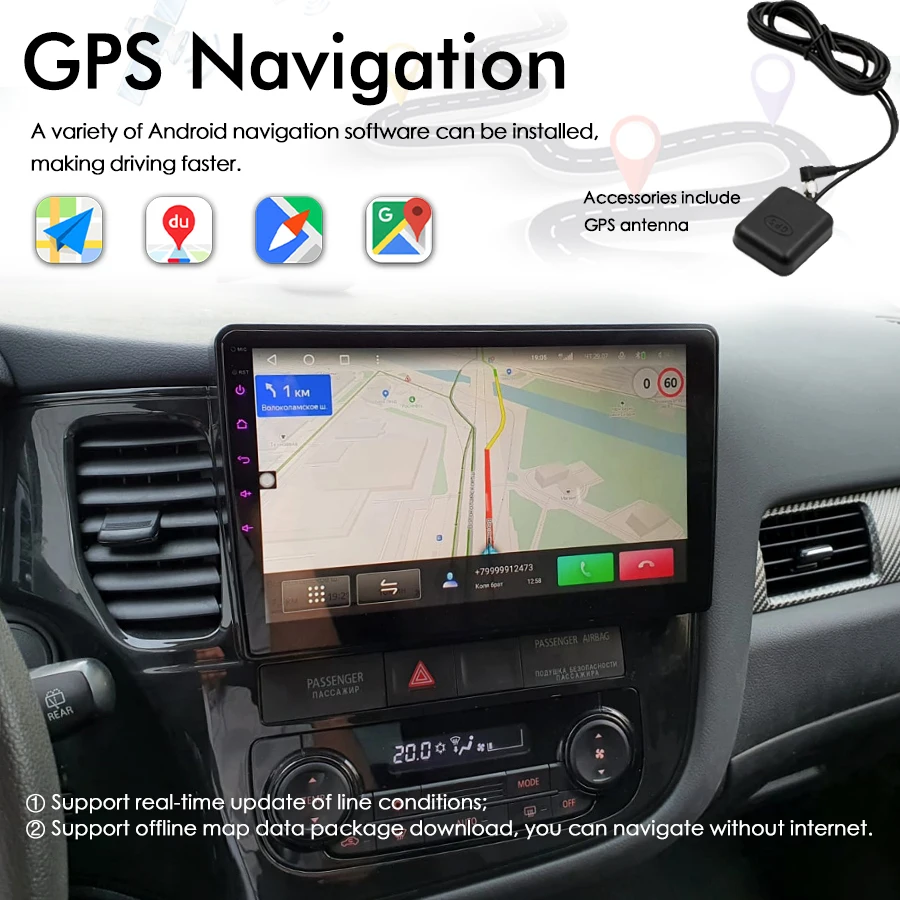 Radio Estéreo con GPS para coche, reproductor Multimedia de vídeo con voz IA, 8 + 128GB, CarPlay, para Mitsubishi Outlander 3, GF0W, GG0W, 2012-2018