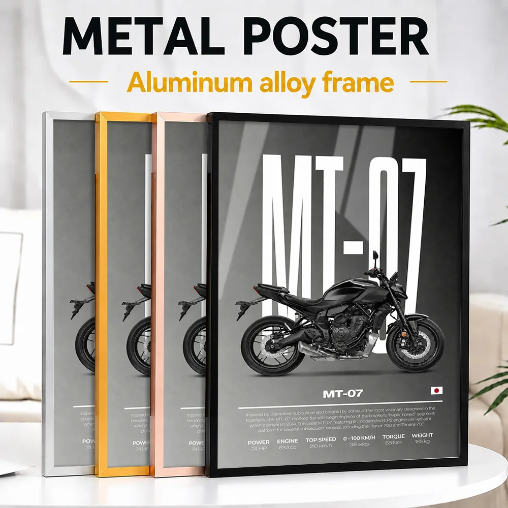 Japan MT 07 Motorcycle Metal Poster With Aluminum Alloy Frame Personalized Photo Urban Rider Style Wall Art For Collector Room