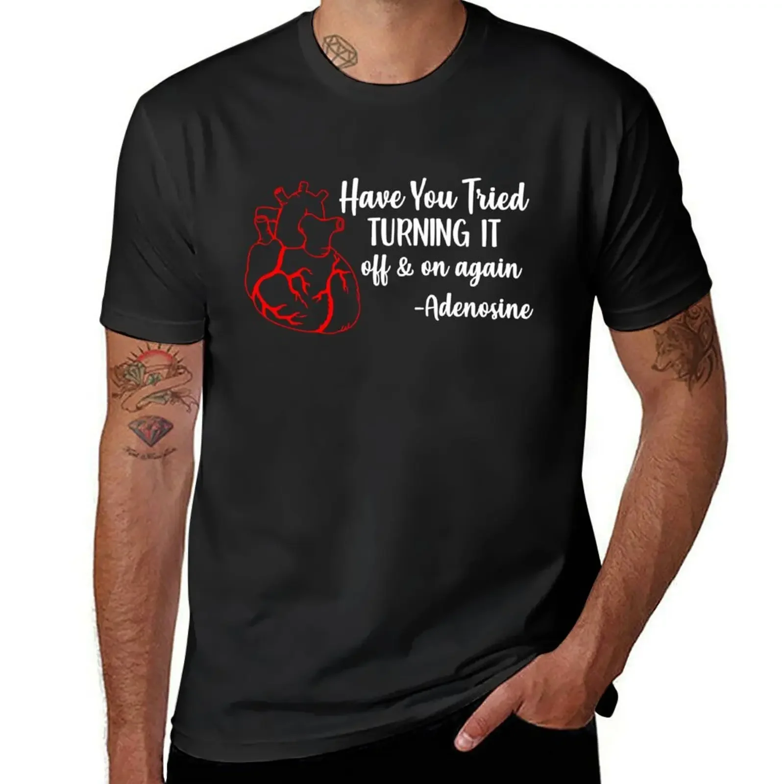 Have You Tried Turning It Off And On Again Heart Adenosine T-Shirt Blouse boys animal print men tshirt