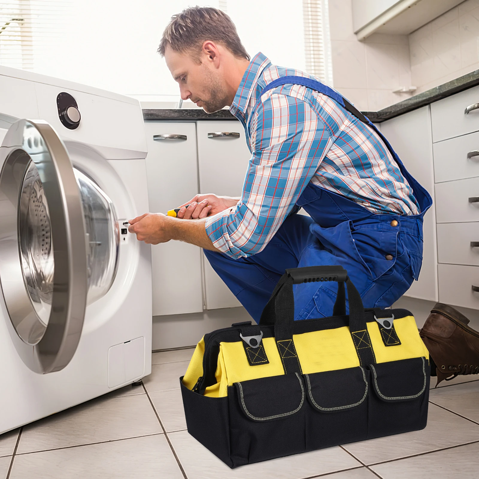 

Large Durable Oxford Cloth Tool Bag Organizer for Electrician Mechanic Technician Portable Tool Storage Tote Tools Bag