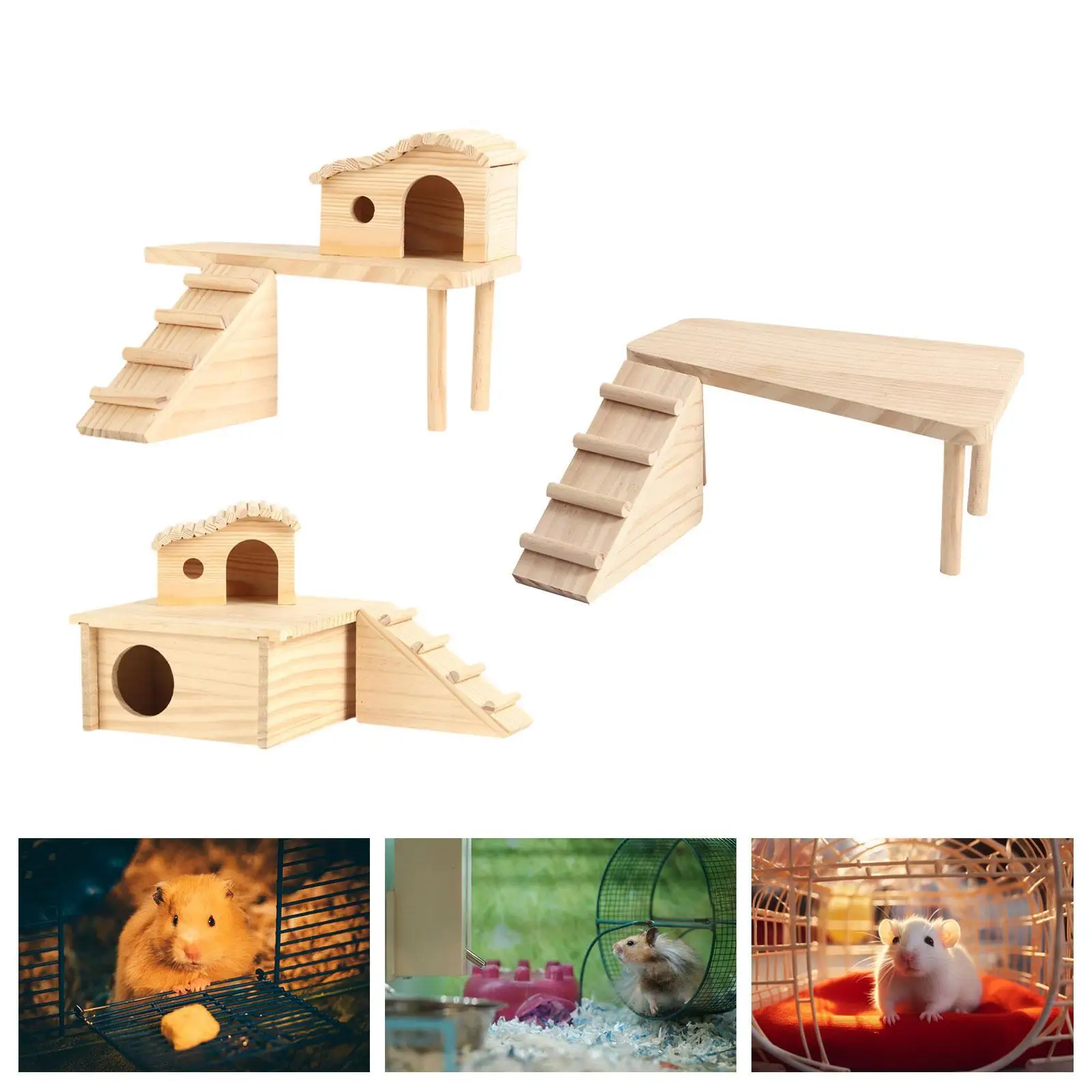 

Платформа для хомяка с лестничной хижина, убежище для кабины для лемминга мыши, шиншиллы