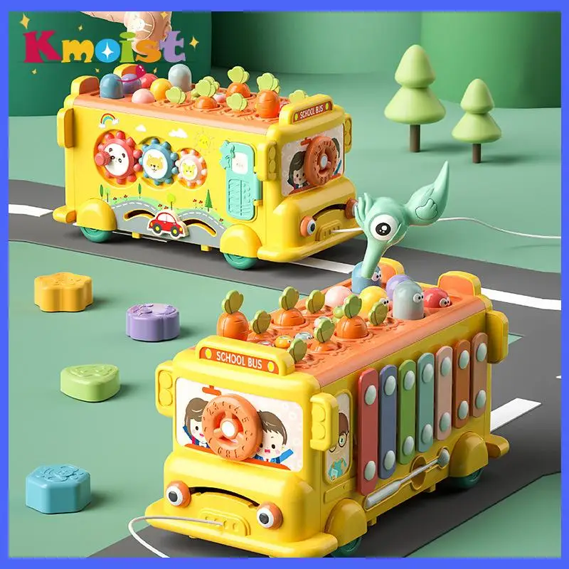 

Baby Montessori Multi-Functional Activity Bus Toy Infant Xylophone Shape Matching Game Fine Motor Skills Education Learning Toys