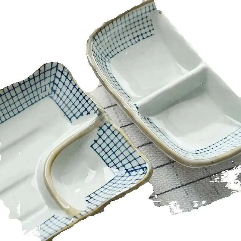 Part Dumpg Plate Cooking Three Grid Rectangular Japanese Style Dining Creative Internet Celebrity Restaurant Tableware