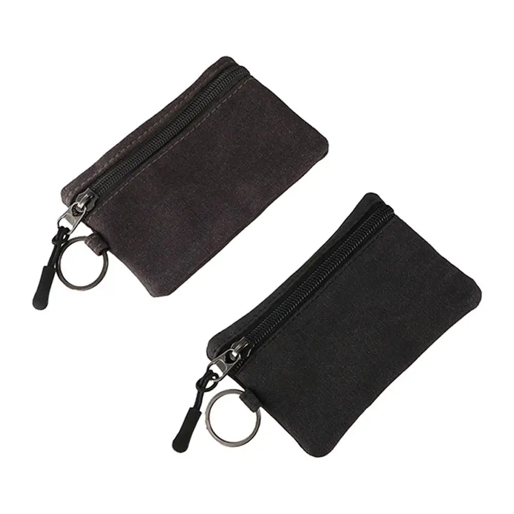 Cute Hand-held Canvas Coin Purse Solid Color Retro Mini Coin Pouch Classic Durable Pouch Bag Women