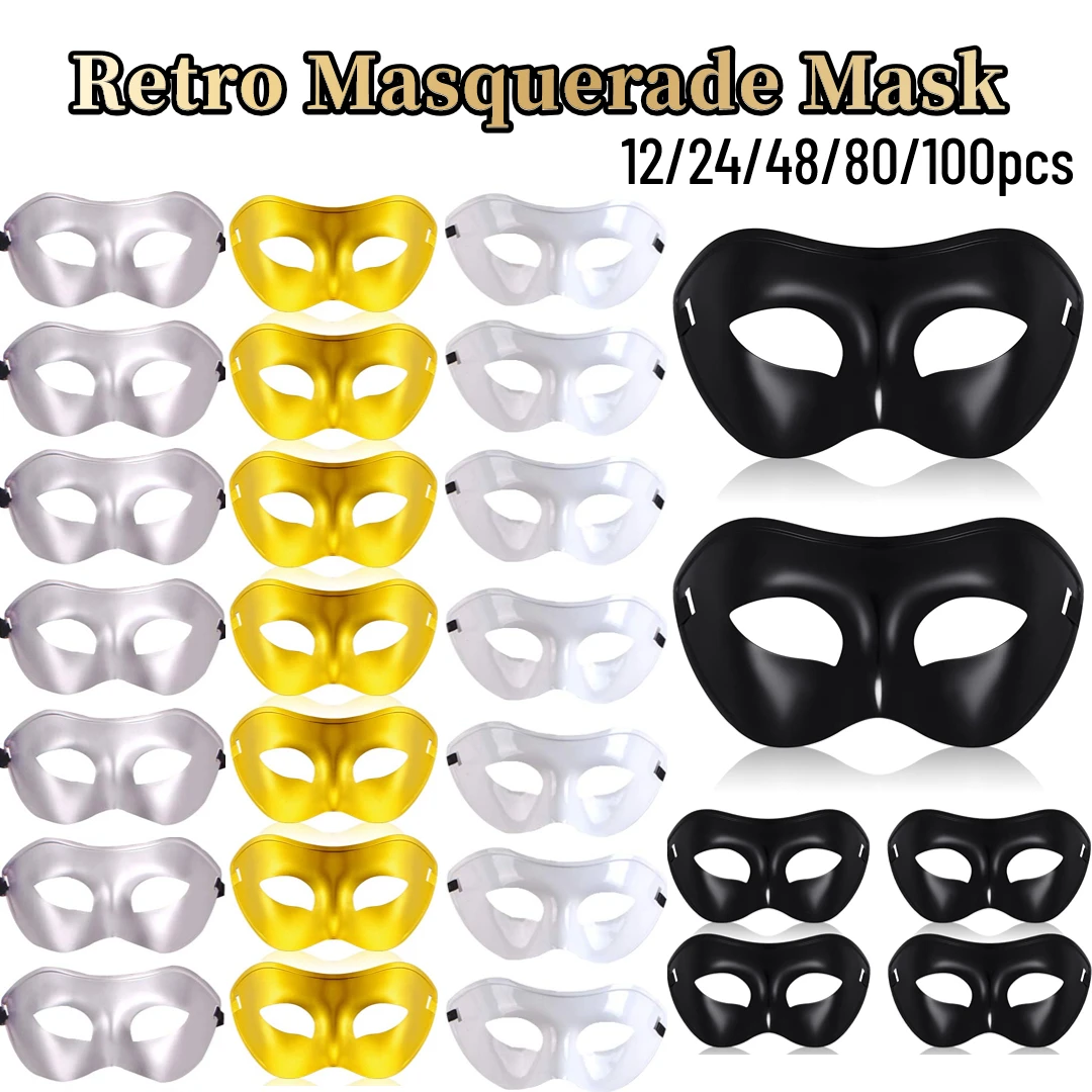 12-100 szt. Retro Maski Maskaradowe Mardi Gras Weneckie Maski Karnawałowe Kostiumy Bal Studniówkowy Maski dla Kobiet Mężczyzn Gości Prezent Ślubny