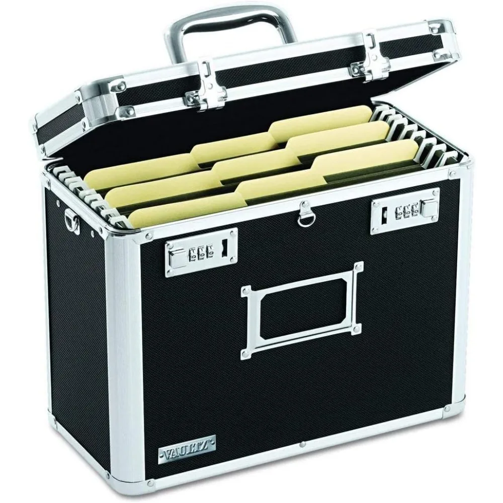 File Organizer Storage Box - 14 x 7 x 12.19 Inch Letter Size, Portable Locking Storage Totes with Dual Combination Locks