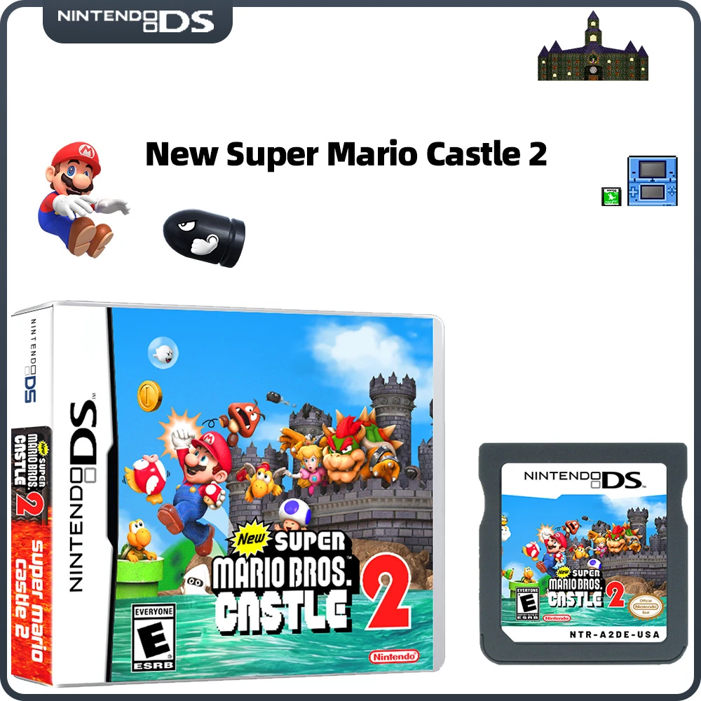 NDS Cartridge Game Cards New Super Mario Bros Castle 2 Classical 2D Action-adventure Game Collection Original Card Kid Toy Gifts