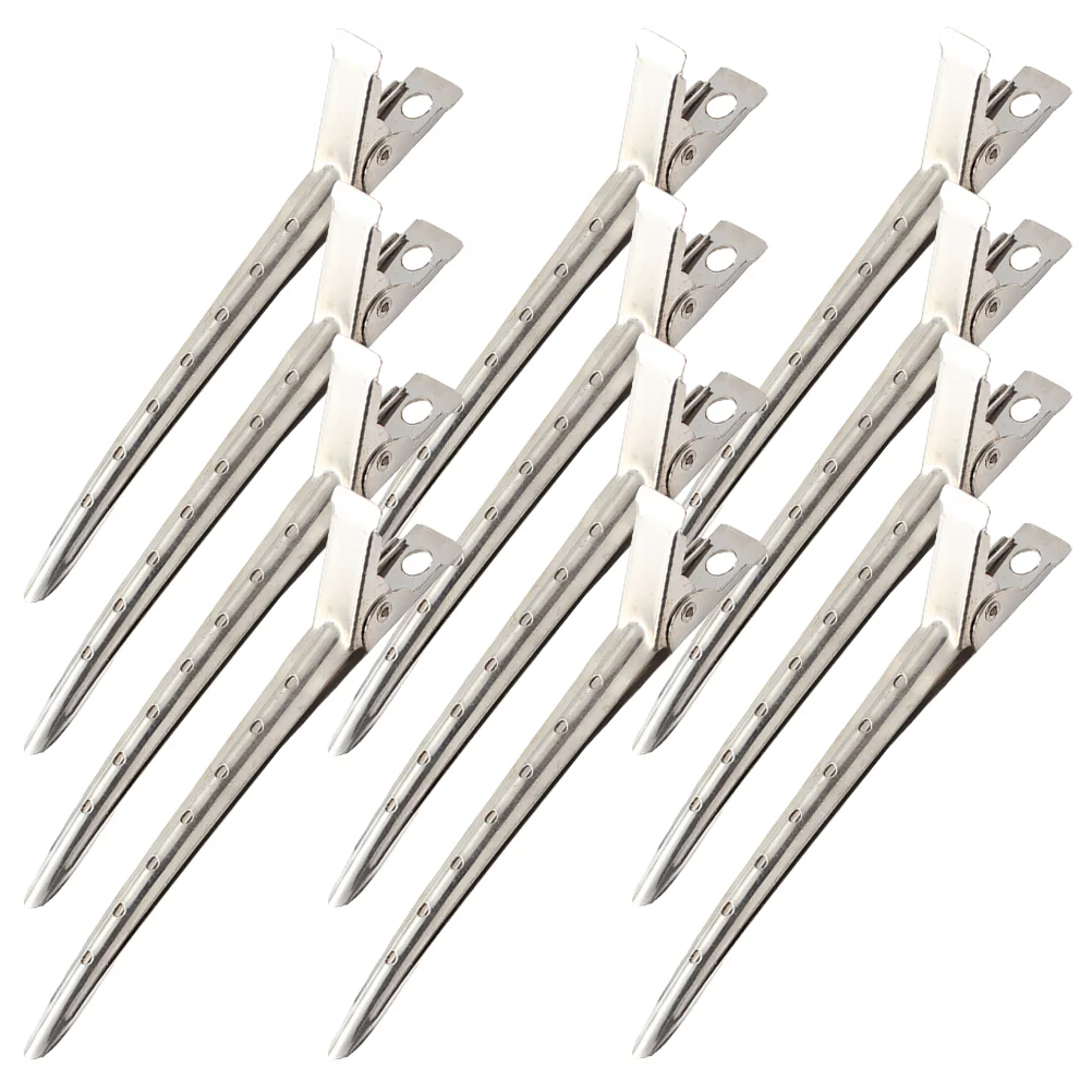 

12 Pcs Hair Clip Hairdressing Clips Stylist Barber Dedicated Sectioning Stainless Steel Salon Accessories for Styling Grip