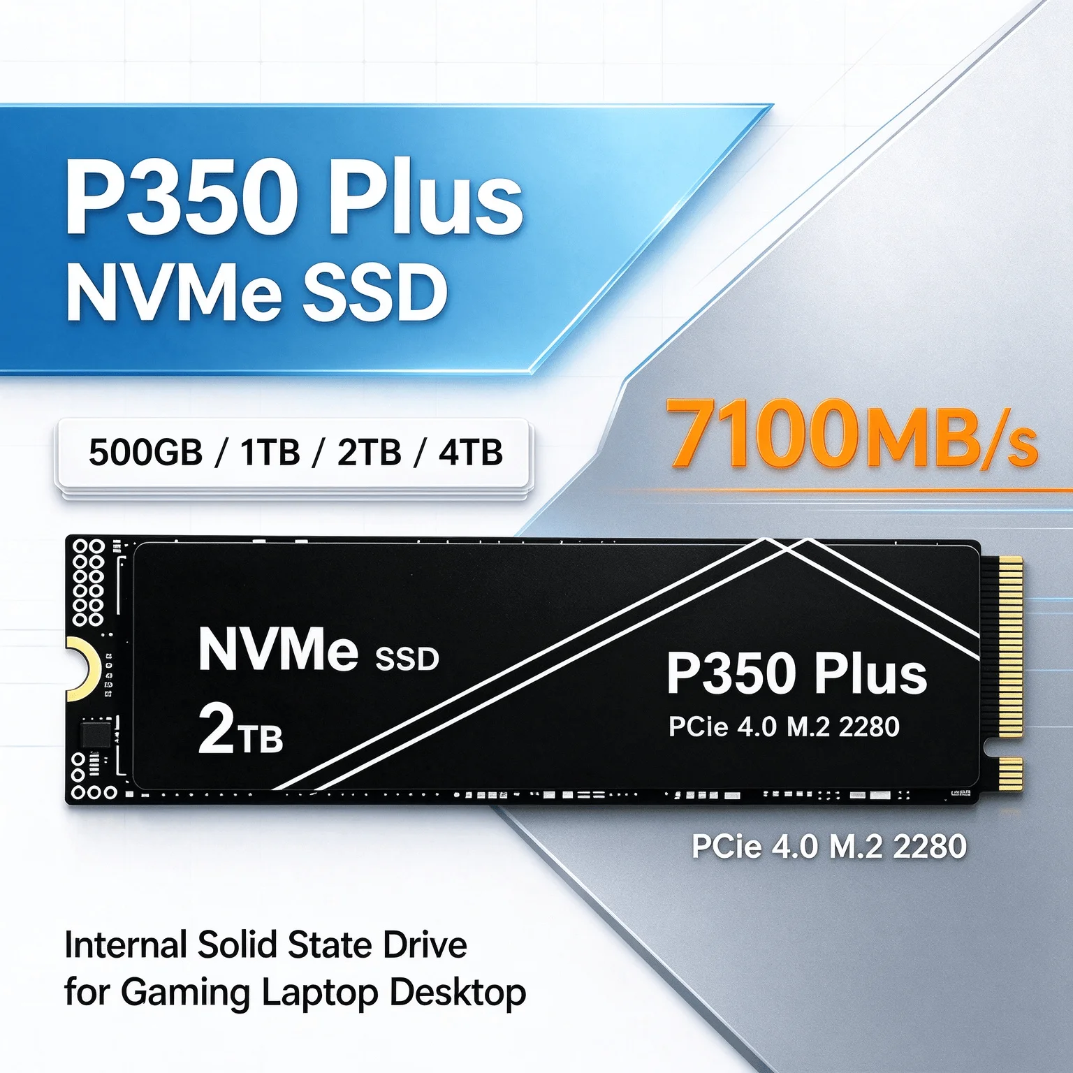 7100MB/s Internal Drive P350 Plus with 2X Speed Boost NVMe SSD PCIe 4.0 M.2 2280 Shift Up to Gen4 Laptop Desktop 2TB 4TB