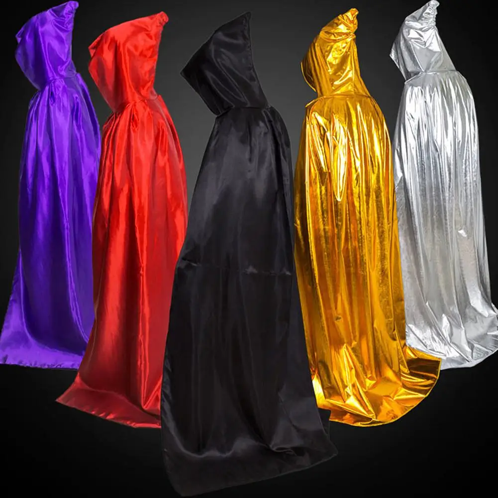 2023 Shiny Halloween Cloak Party Cosplay Adult Kids Long Witchcraft Robe Hood Cloak Cosplay Medieval Cloak Masquerade Costume