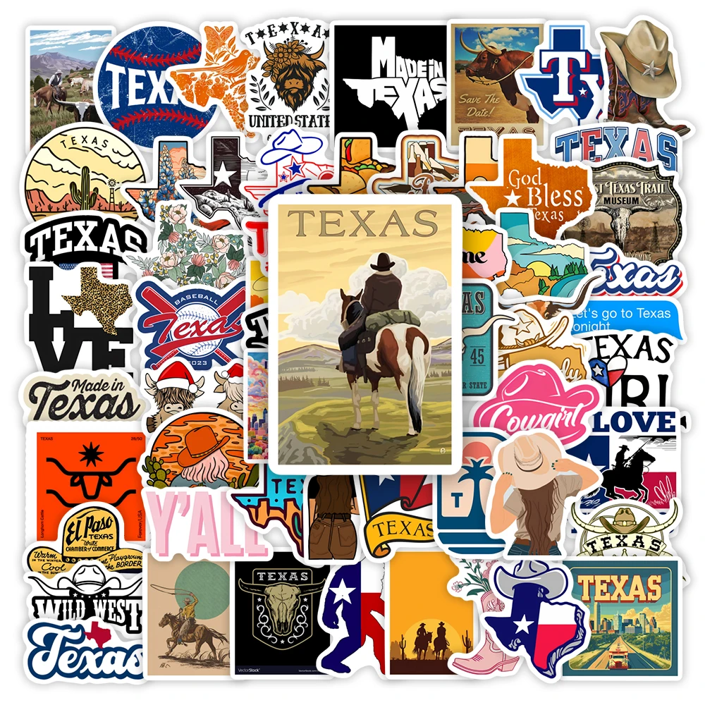 Texas State Logo Stickers Art Clipart Collection DIY Gift Toys Decal for Laptop Scrapbook Decorative Phone Luggage Waterproof