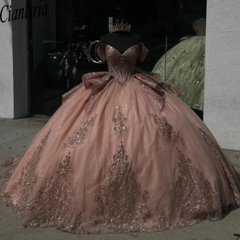

Элегантное бальное платье розового золота, платья Quinceanera, вечернее платье ручной работы с аппликацией, женское платье Vestidos De Festa