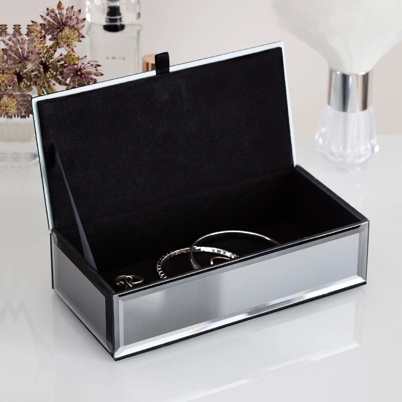 Luxury Glass Jewelry Box Storage Box Earrings Display Silver Desktop Jewelry Storage Box Organizer for Girl Table Bracelet Gift