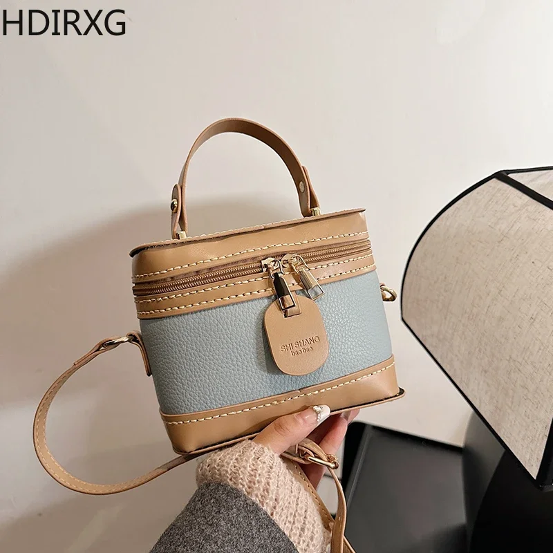 Small Square Box Bag for Women Casual Women's Crossbody Vintage Messenger Bags Single Long Shoulder Strap Double Zipper Fashion