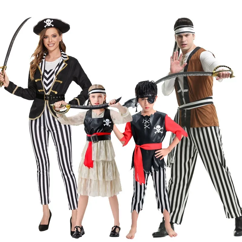 

Halloween Stage Performance Adult And Child Caribbean Nordic Viking Pirate Captain Costume Party Gathering Stage Show Outfit