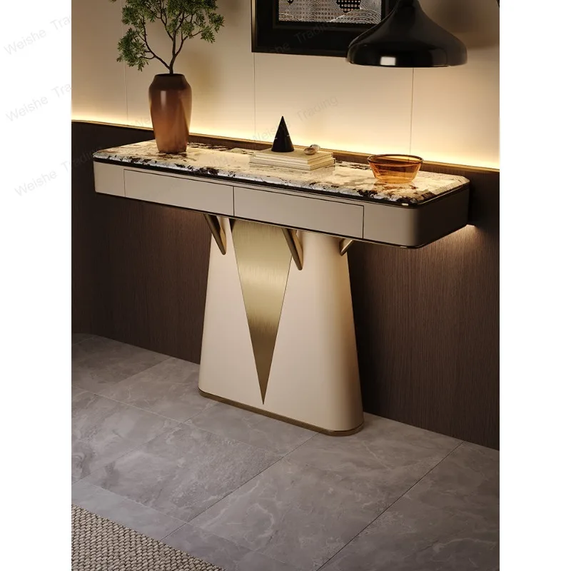 

Italian light luxury natural luxury stone entrance deck Modern simple home villa living room Home storage storage entrance