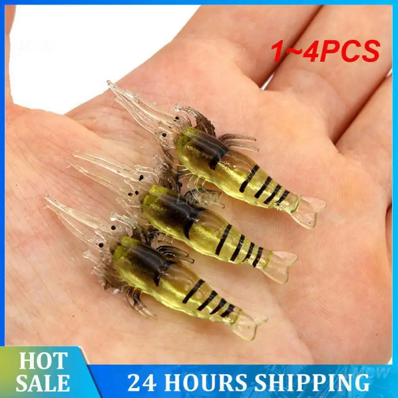 1~4PCS Soft Baits Penetrating Hook Artificial Luya Bait Fishing Tools Fishing Tackle Grass Shrimp Lifelike Fishing Lures