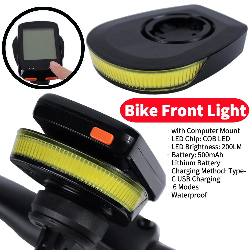 

LED Bike Front Light Bicycle Headlight with Computer Mount USB Rechargeable Bike Lamp 6 Modes for Night Daytime Riding Safety