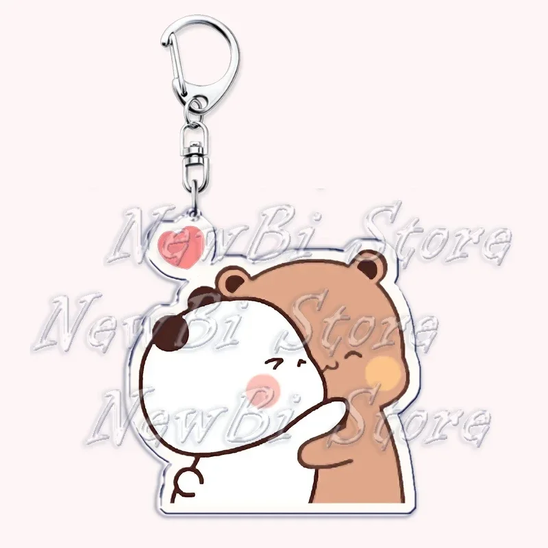 Porte-clés mignon Bubu Dudu, porte-clés bébé ours gris, porte-clés Krasnor blanc, accessoires, pendentif de sac, bijoux, cadeau d'amour, GérCouple