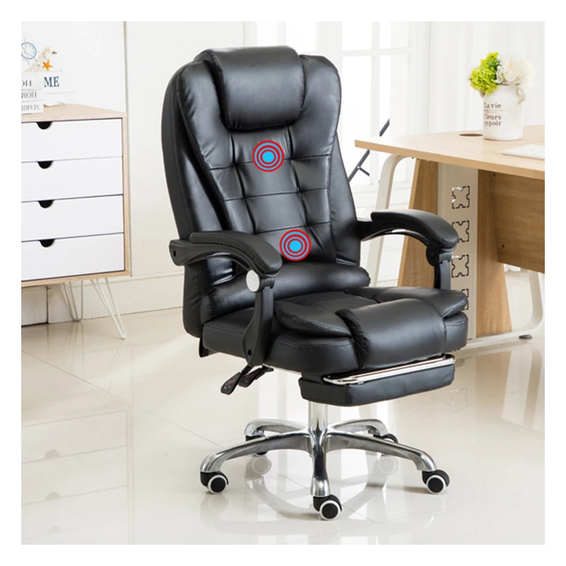 Lumbar Support Arms Executive Office Chair Massage Rolling Swivel PU Leather Chair