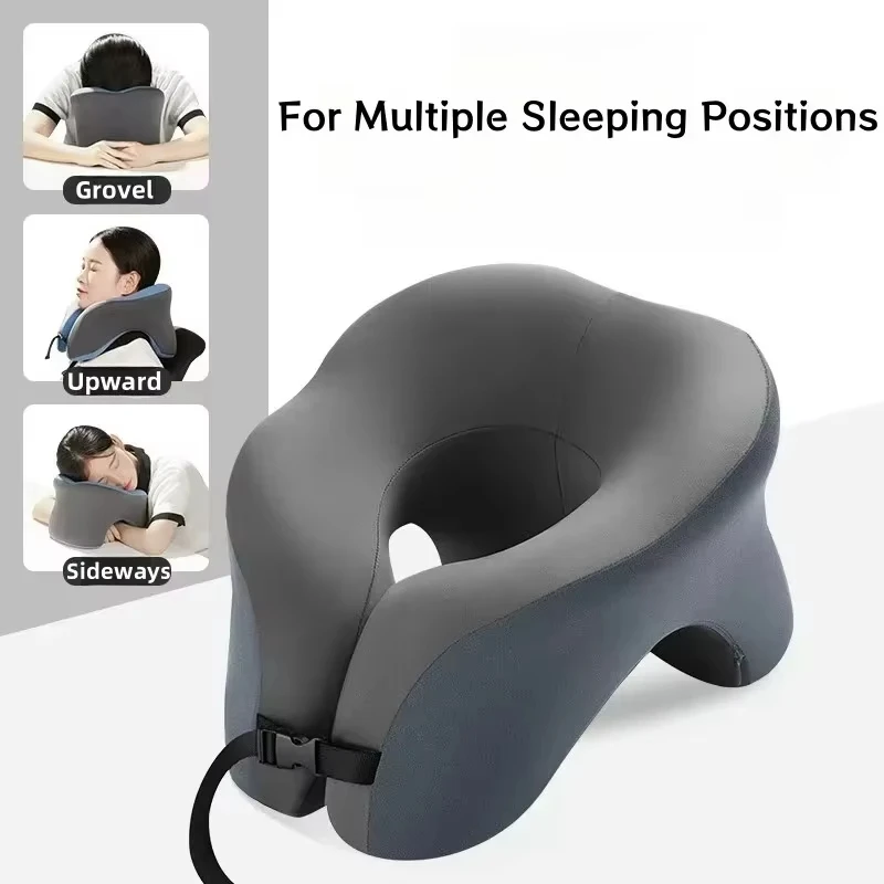 U-Shape Memory Foam Nap Pillow Office Desk & Travel Ergonomic Neck Support Cushion Relieves Neck Pain from Sitting Sleep