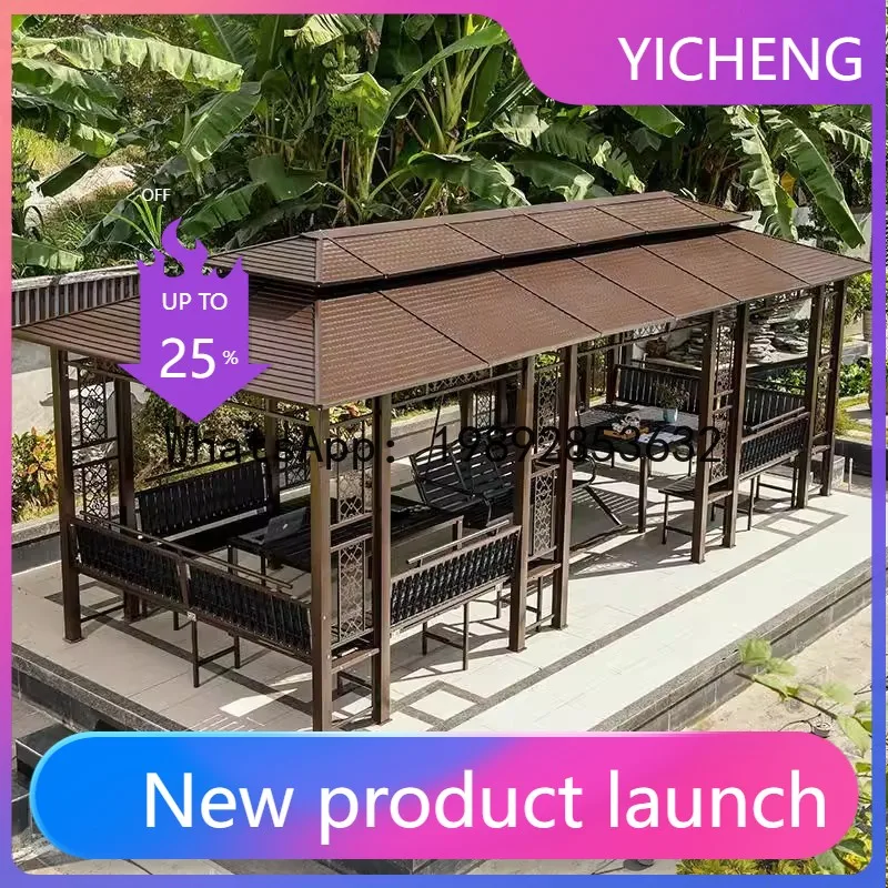 Yy outdoor gazebo courtyard villa garden iron art outdoor leisure roof terrace aluminum alloy sunshade