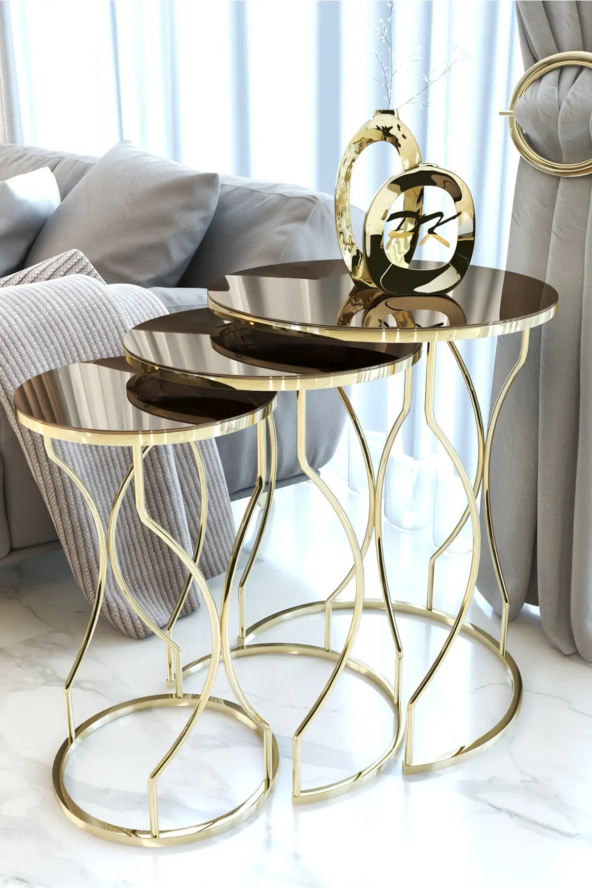 Gold Traum Modell Zigon Kaffee Tisch Set (bronze Spiegel)