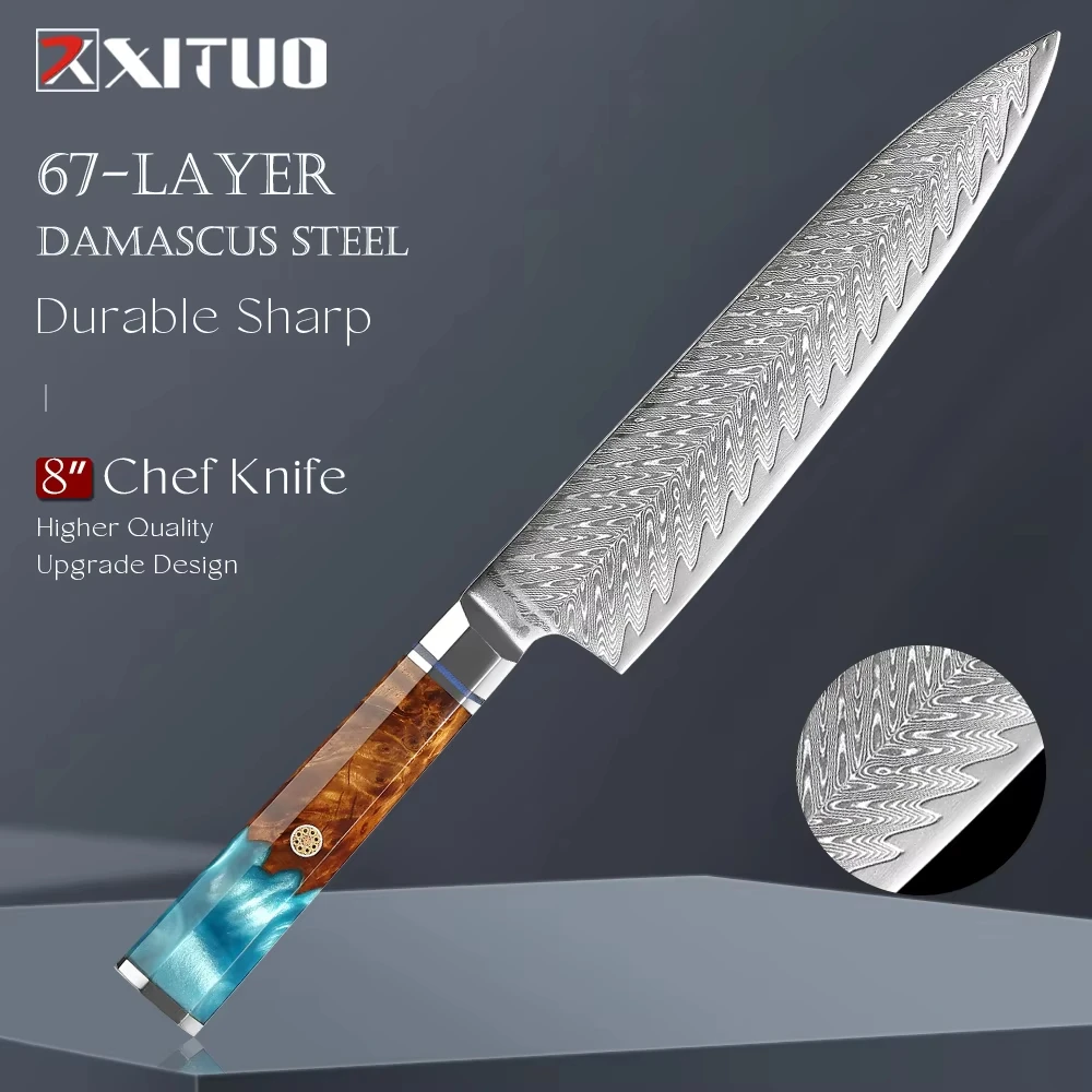 

Professional Damascus Chef Knife 8 Inch Japanese Santoku Knife Ultra Sharp Kitchen Knife for Cooking,Japanese Cooking Knives