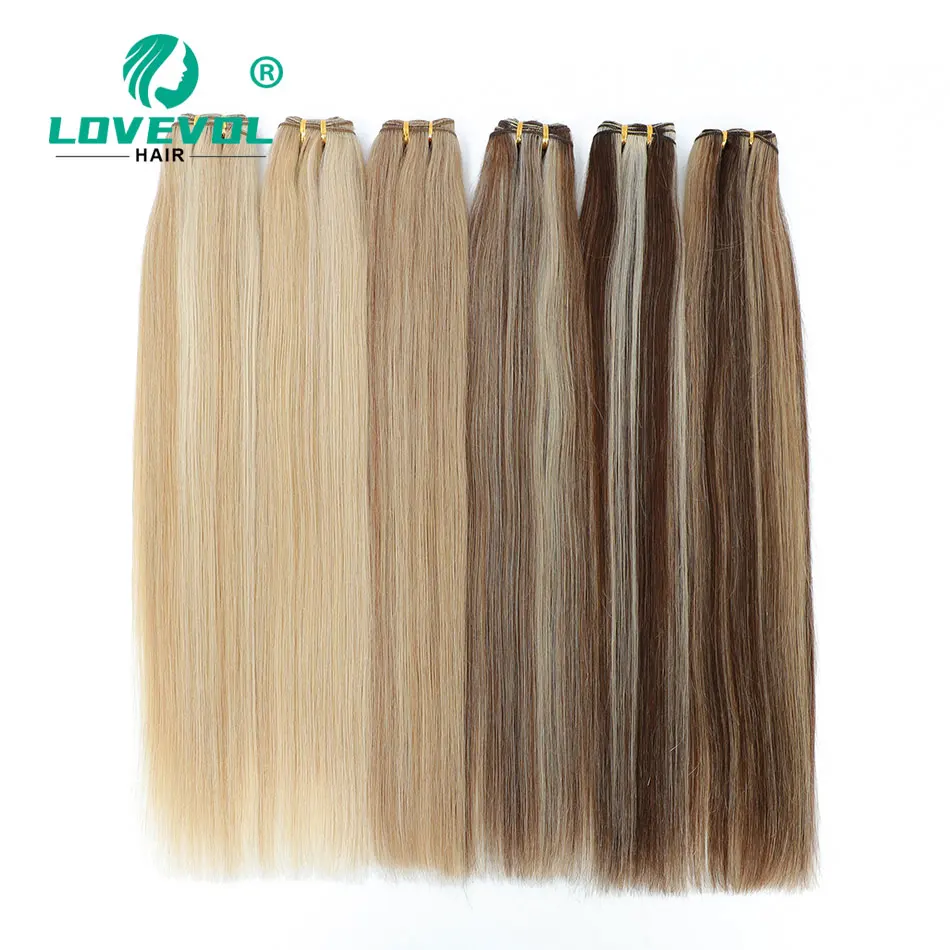 613 Straight Human Hair Weft 32 Colors Brazilian Remy Hair Weave Blonde Double Weft Bundles Sew in Weft Natural Color 16"-24"