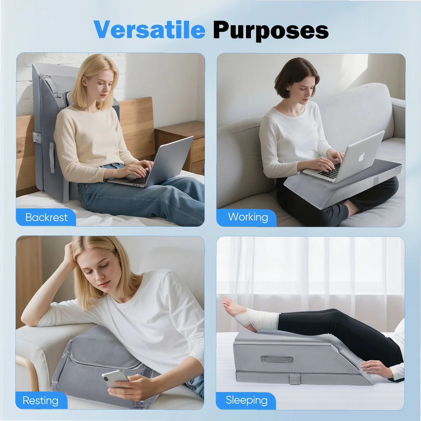 Leg Elevating Pillow Leg cushion Orthopedic wedge cushion for legs after surgery knee,hip,ACL,Soft memory foam,U-shaped groove