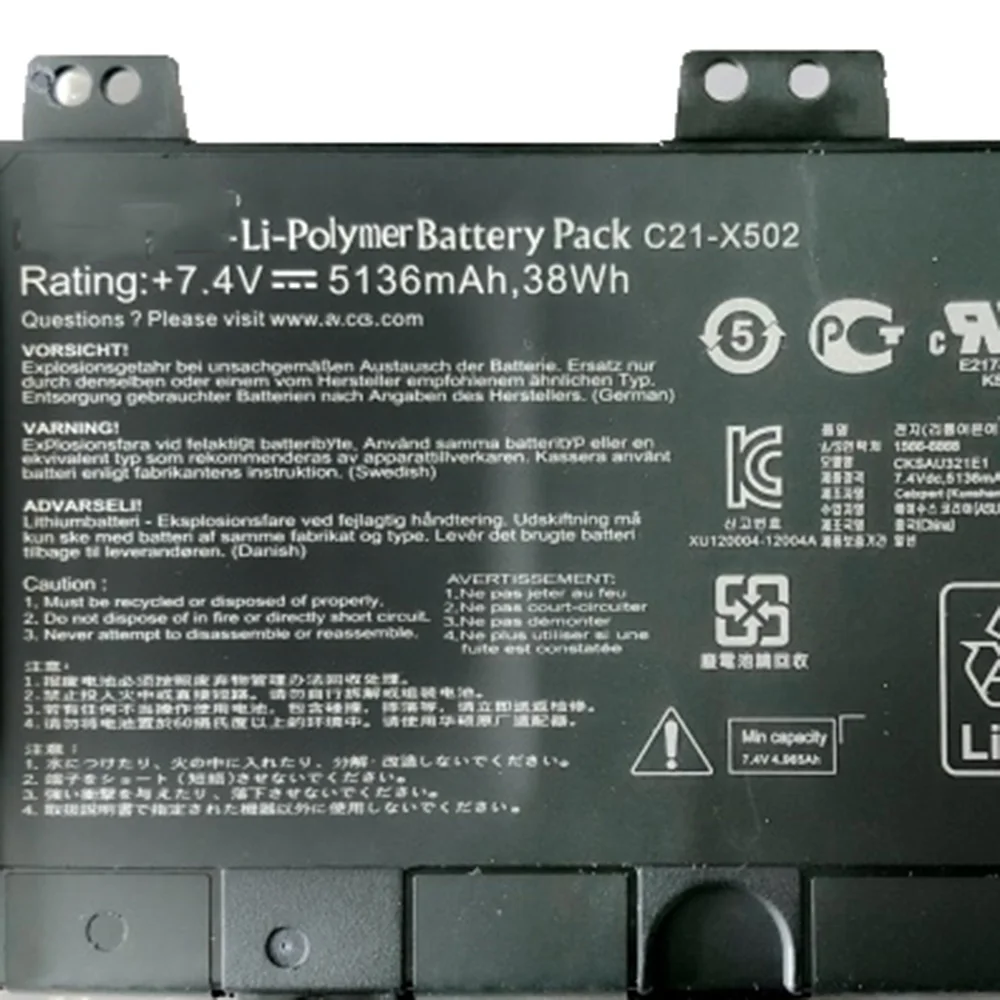 7.4V 38WH C21-X502 Bateria Do Laptop Original Para ASUS X502 X502C Pu500c Pu500ca V500c S500ca 0b200-00320300m