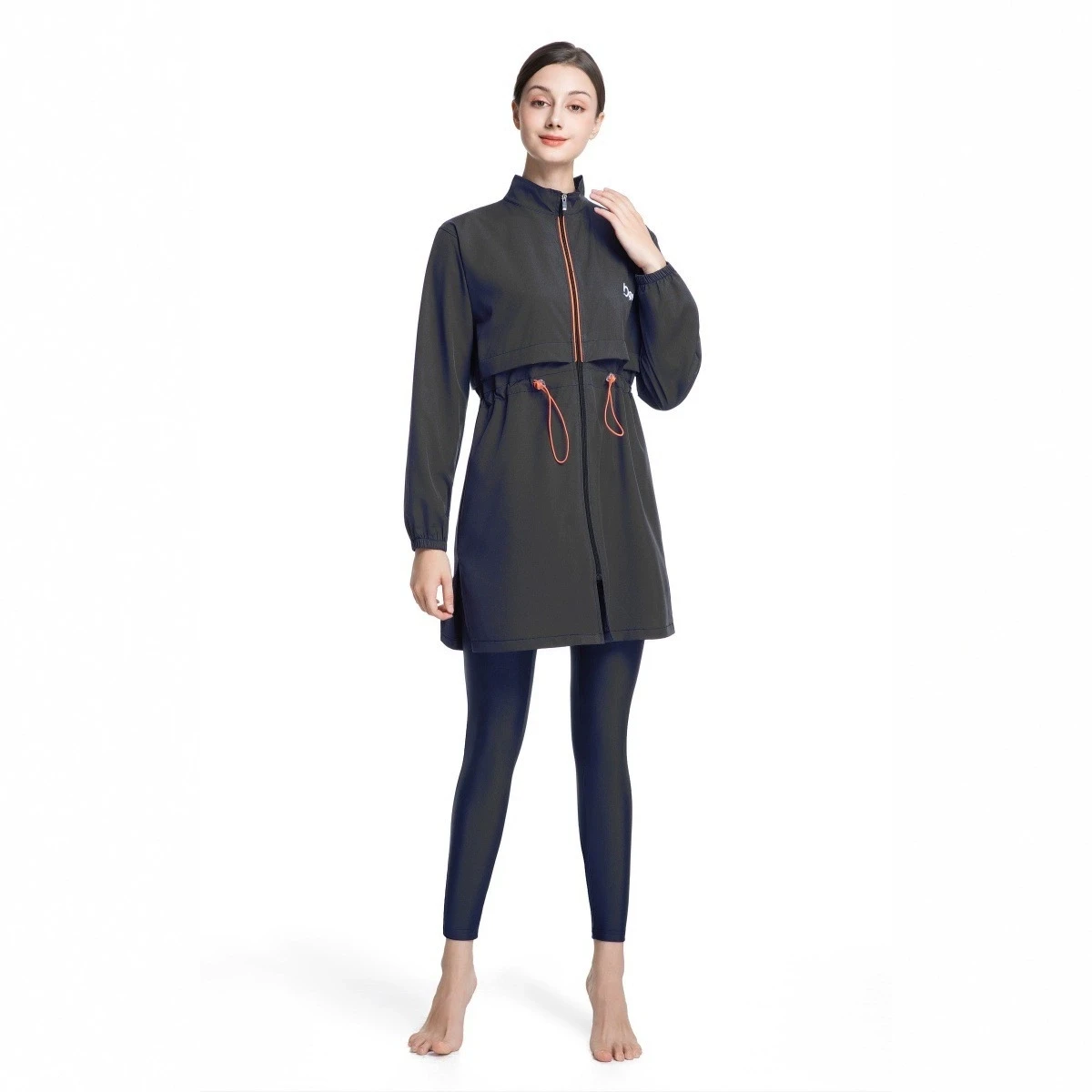 Ramadan Muslim 3-piece swimsuit women Middle Eastern Hui conservative Arab solid color zipper swimsuit long sleeved pants