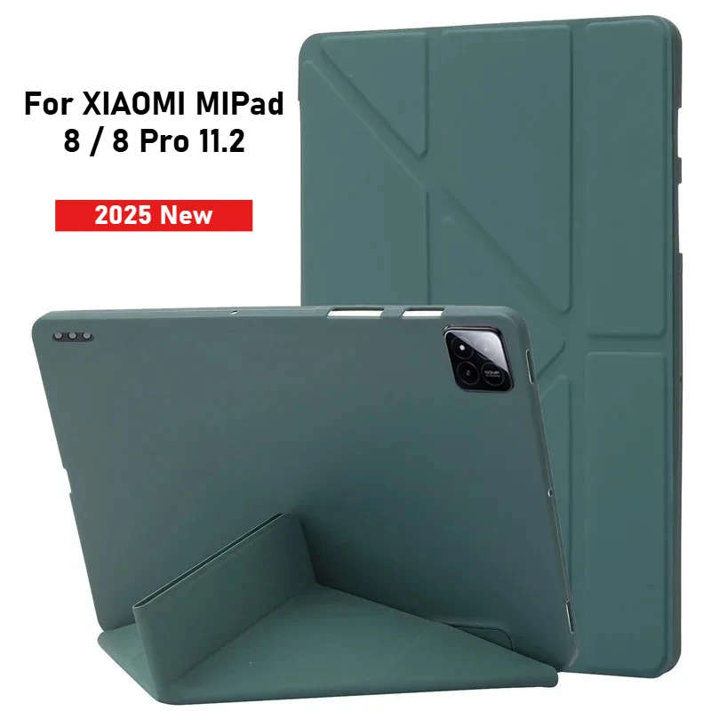 Case for Xiaomi Pad 8 Pro Tablet 11.2 Inch PU Leather Y Folding Soft Silicone Multi-Angle Stand Funda for MiPad 7 6 5 Pro Tablet