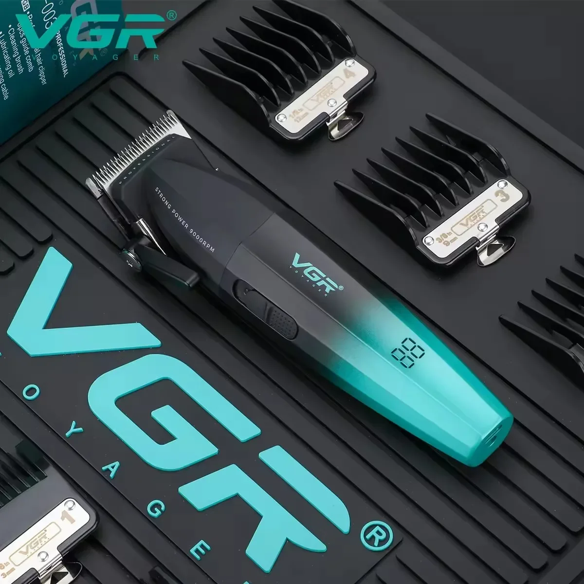 VGR Haarschneidemaschine, elektrische Metall-Haarschneidemaschine, 9000 U/min, professioneller verstellbarer Friseur-Trimmer, Haarschneider für Männer V-003