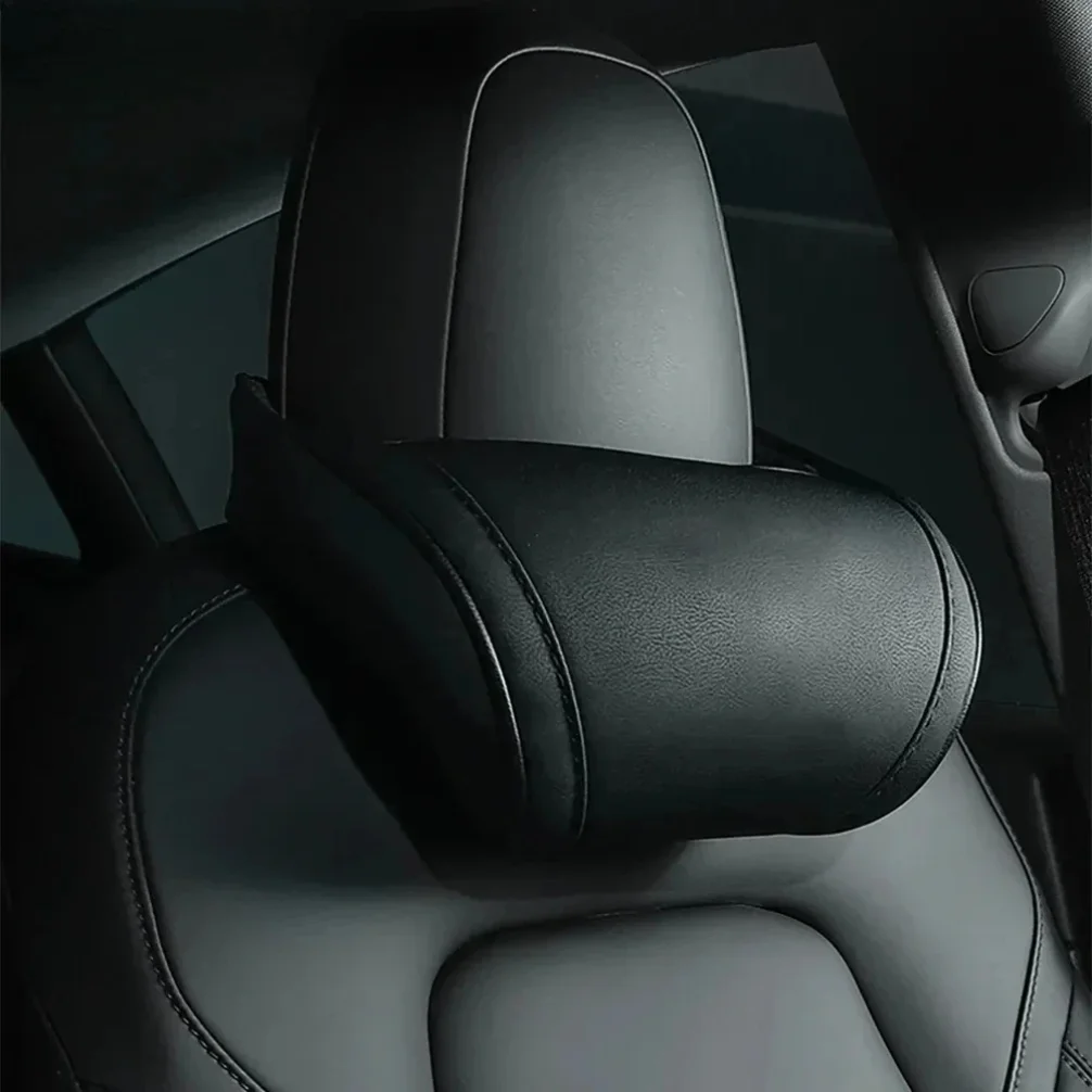 

Seat Headrest Travel Rest Neck Pillow PU Leather Neck Pillow Memory Foam Pillows Car Accessories used for Tesla Model3/Y/X