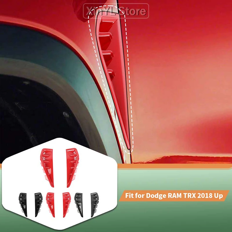 Car Fender Side Air Vent Trim Cover Decoration Ornament Protector For Dodge RAM TRX 2018 Up Exterior Accessories