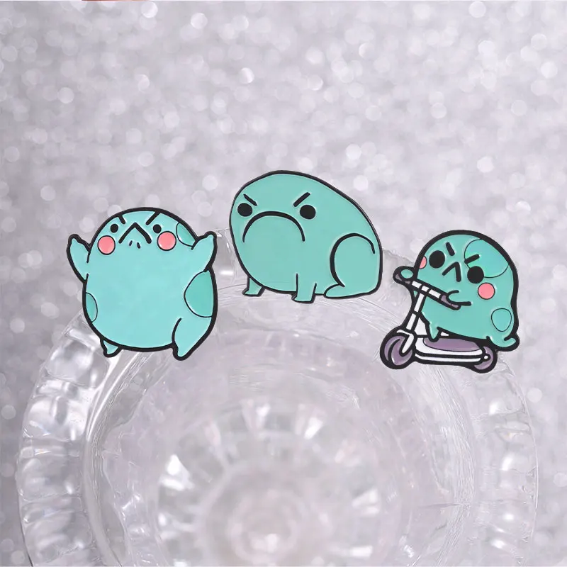 Kawaii Cartoon Animal Badges Dog Unicorn Frog Cat Enamel Pins Emotional Support Pancake Waffle Brooch Accessory Gift