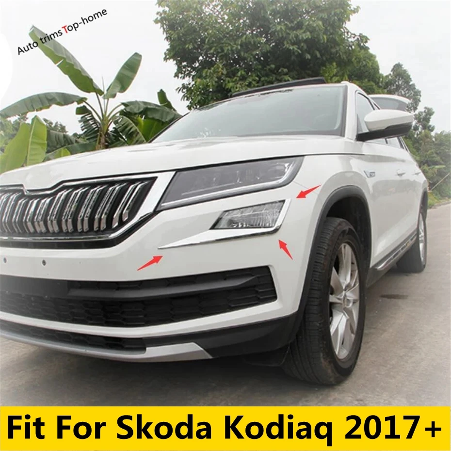 

ABS Chrome Front Fog Light Lamp Eyelid Eyebrow Decoration Frame Cover Trim Fit For Skoda Kodiaq 2017 - 2023 Car Accessories