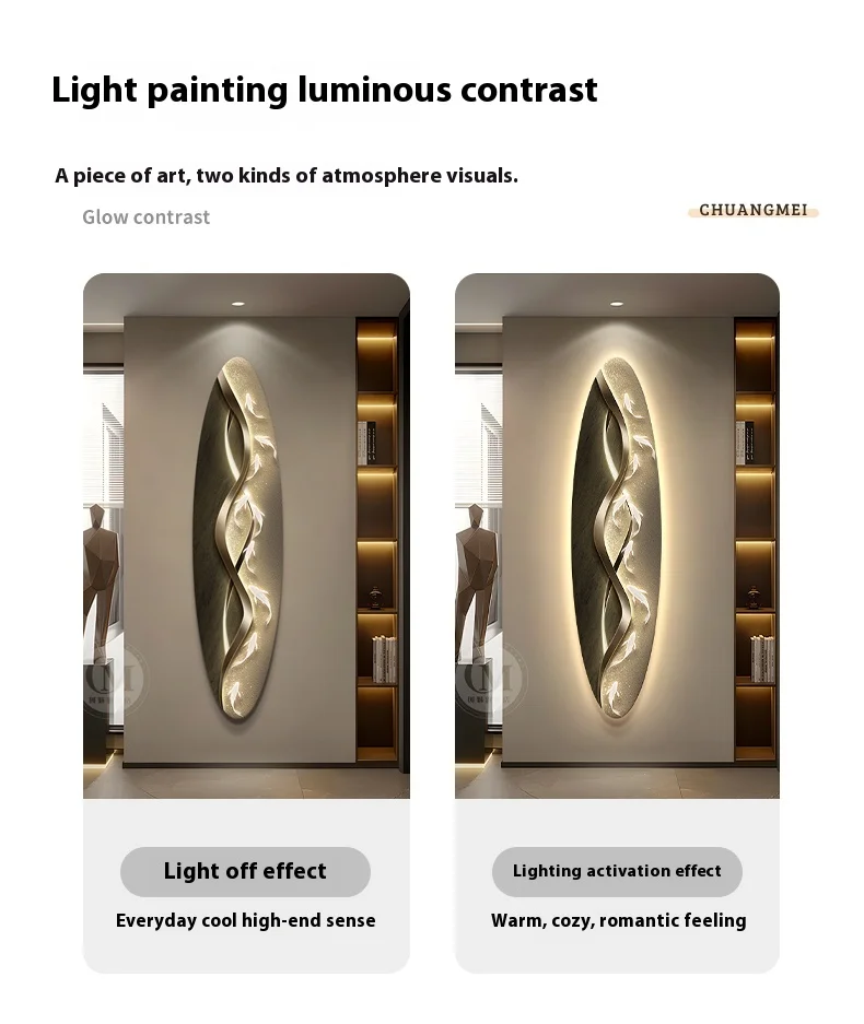 Modern Nine Fish LED Light Painting - Simple Atmospheric High-end Hanging Decor with Artistic Design for Living & Corridor