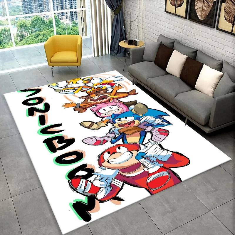 HD Retro Game S-Sonic Cartoon Non-Slip Area Rug for Living Room Bedroom Playroom,Decorative Carpet Floor Mat Home Decor Holiday