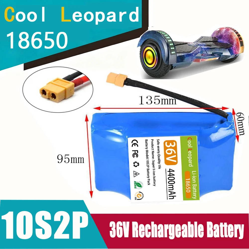 

36V 4400mAh 10s2p Lithium Rechargeable Battery,True for Electric Self-balancing Scooter HoverBoard Unicycle, Exceptional Battery