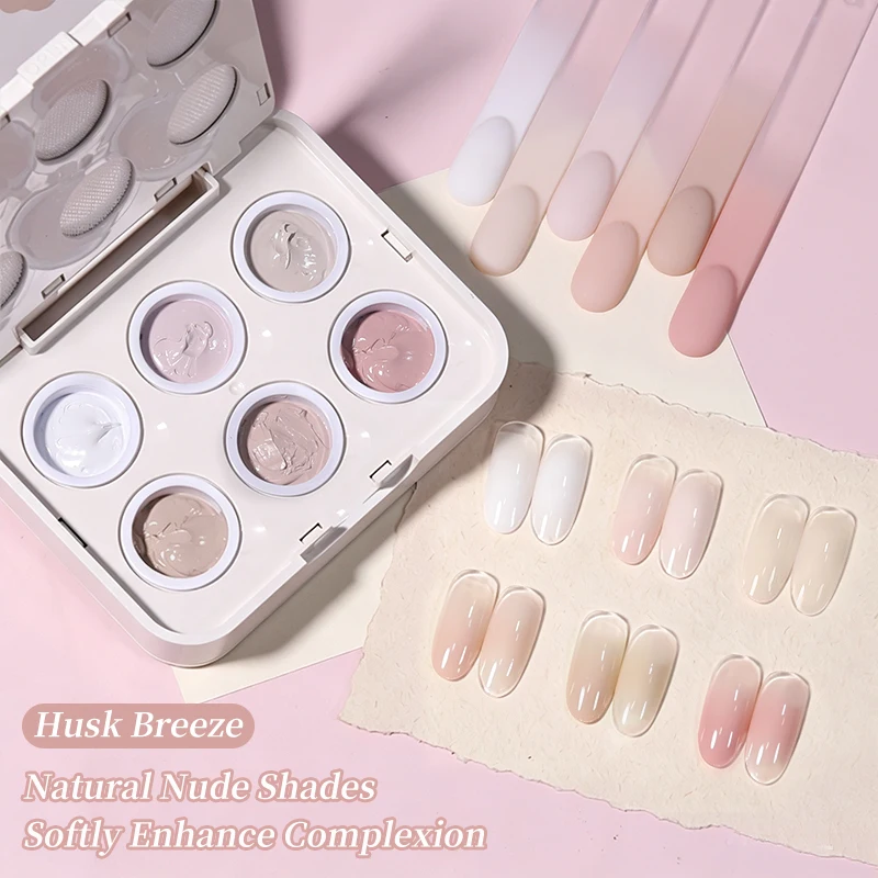 BORN PRETTY  6 Colors Cushion Gradient Painting Gel Smudge Canned High Saturation Ombre Patting Gel Drawing Liner French Nail