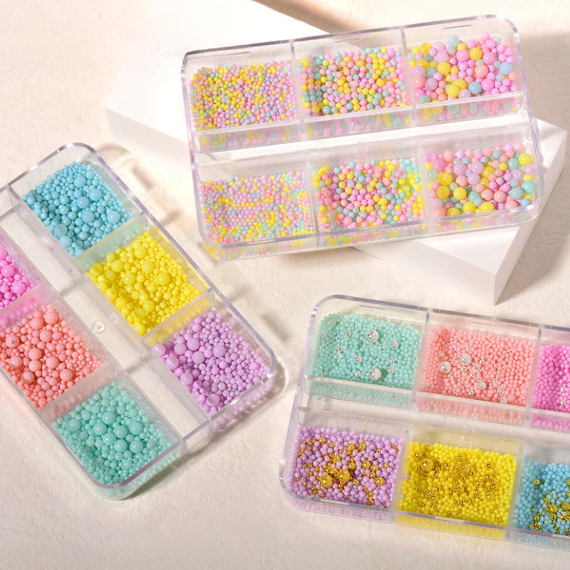 

Colorful Round Resin Steel Bead Bubble Pearl Mix Size Star Bowknot Jewelry Set Nail Art Decoration DIY Manicure Tool Accessories
