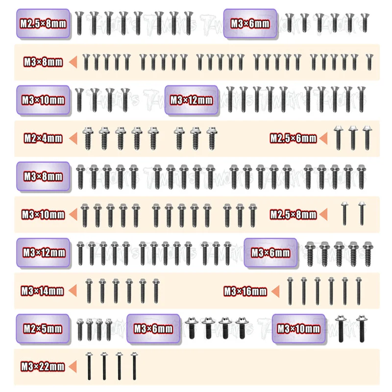 

Original T works TSSU-B74.2D 64 Titanium Screw set ( UFO Head ) 144pcs.( For Team Associated RC10 B74.2D )ssional Rc part