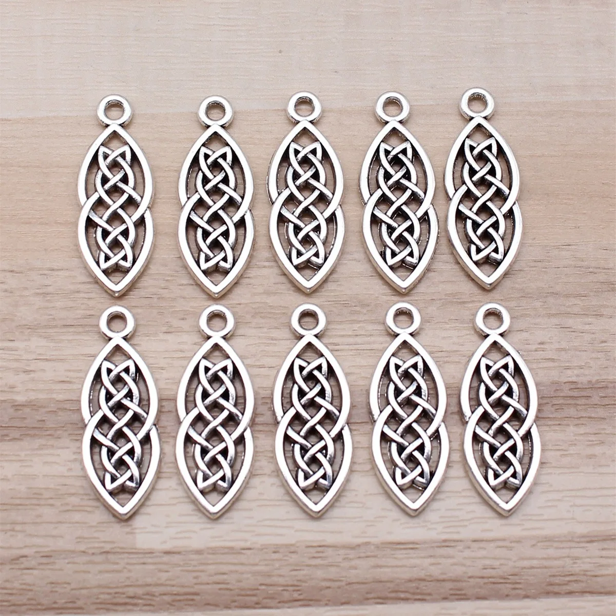 IFOCUS 10pcs/Lot Triquetra Knot Charms For DIY Jewelry Making Zinc Alloy 10x26mm/0.39x1.02inch