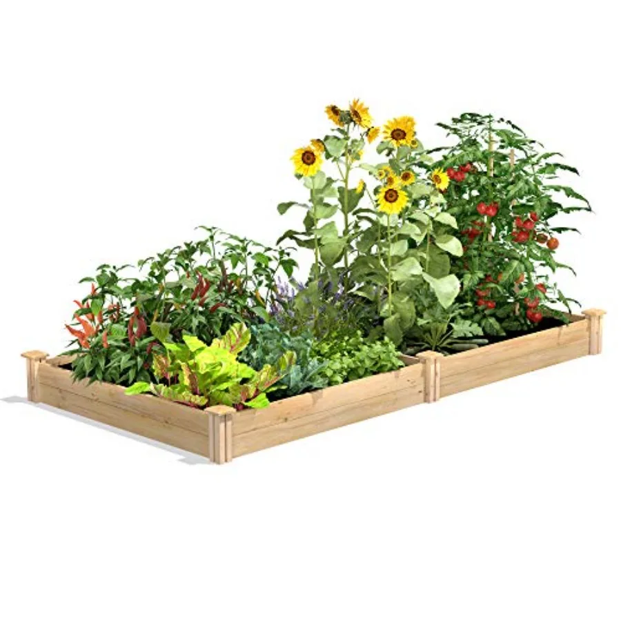 Raised garden bed for outdoor use, cedar wood, natural color, premium rot-resistant material