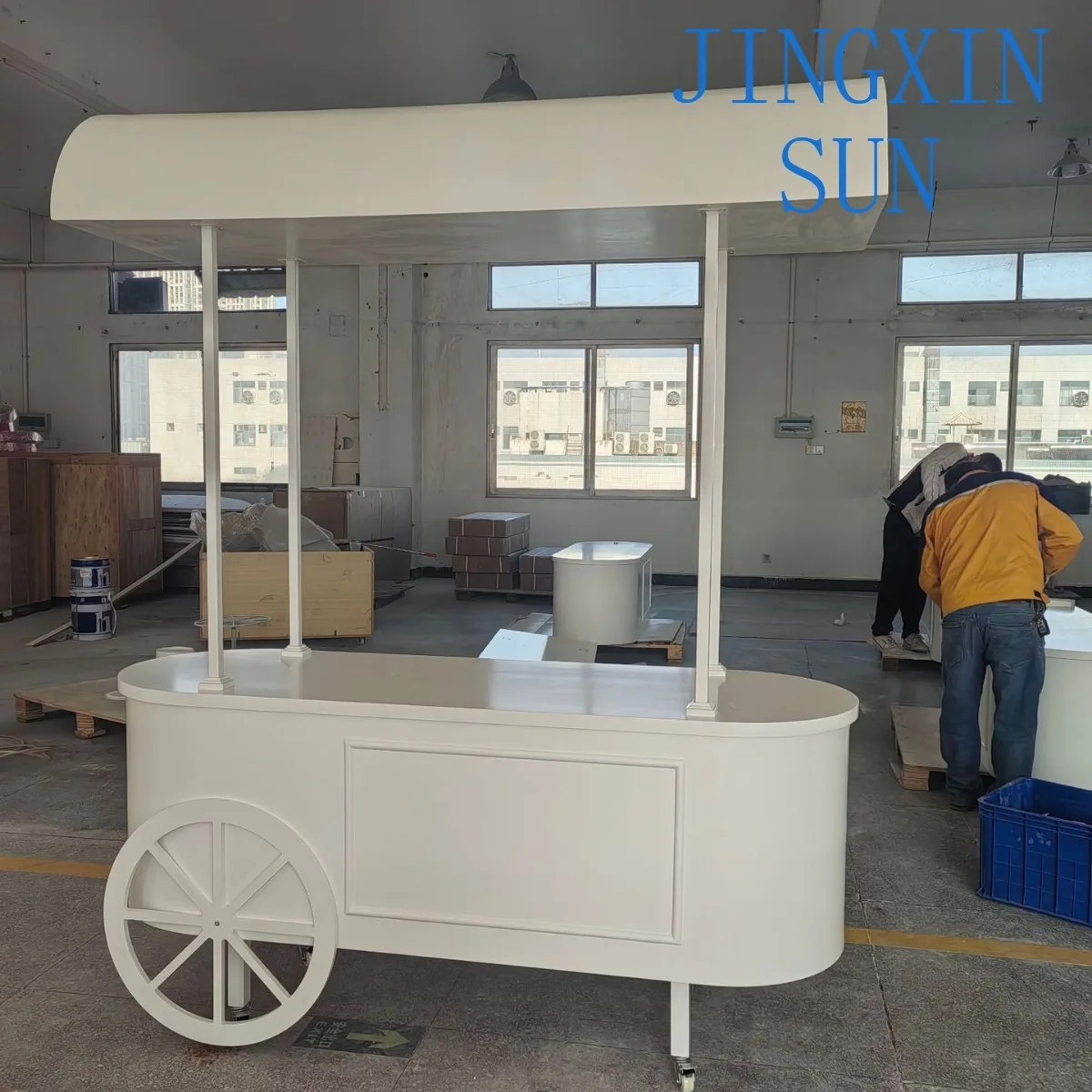 Large Candy Cart Solid White Wood Wedding Birthday Party Cart Sweet Cart view 4