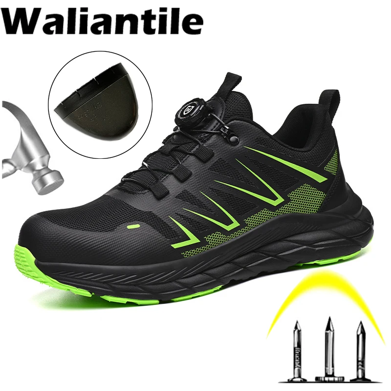 

Waliantile Breathable Men Safety Shoes Puncture Proof Anti-smashing Steel Toe Industrial Working Boots Indestructible Work Shoes