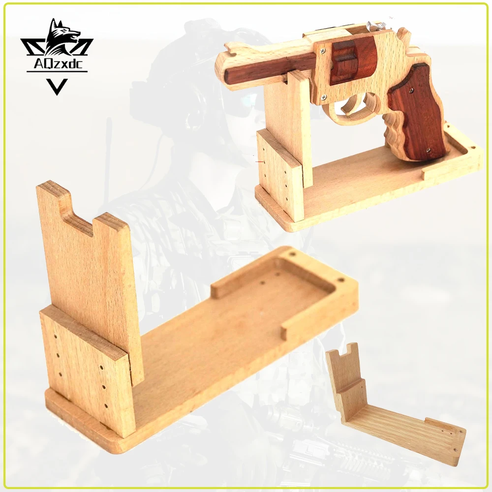 

Tactical Gun Rack Solid Wood Hand-Assembled Pistol Display Rack Home Universal Adjustable Pistol Storage Rack for CS Shooting