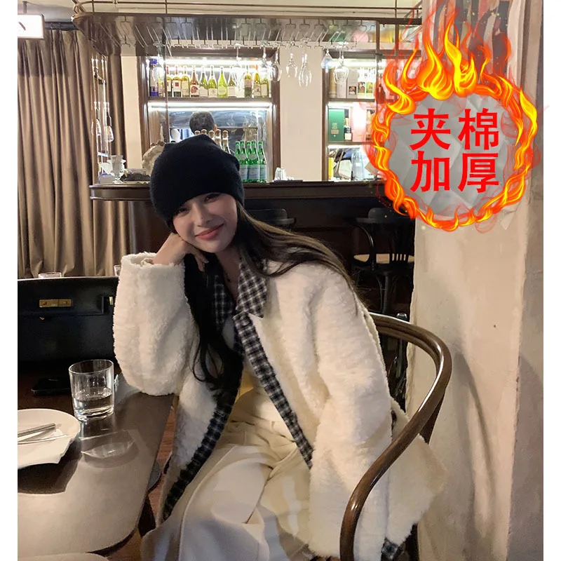 

Lamb Wool Jacket Women'S Outerwear Padded Softshell Fleece-Lined Puffer Thermal Warming Winter Women-Thickened Furry Fuzzy Girls